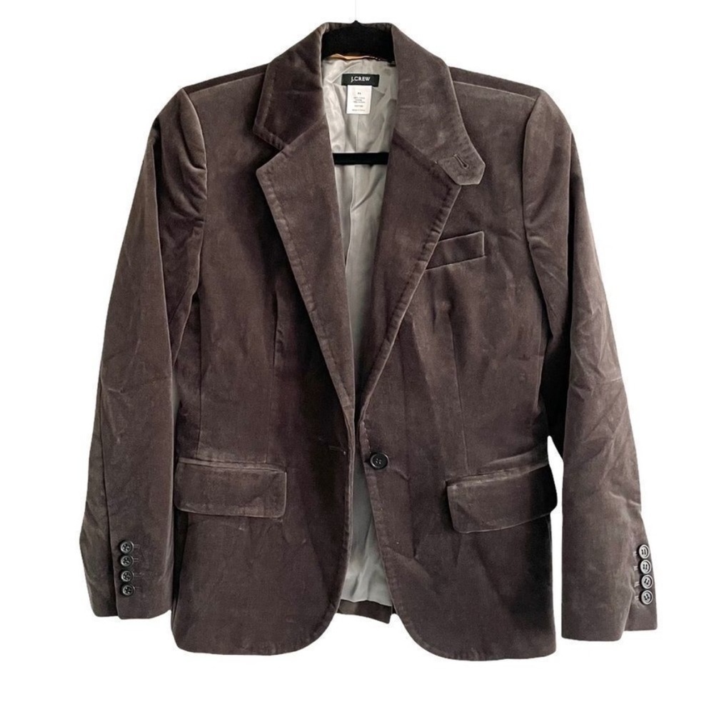 J CREW Women’s Brown Velvet Boyfriend Blazer Jacket 4P